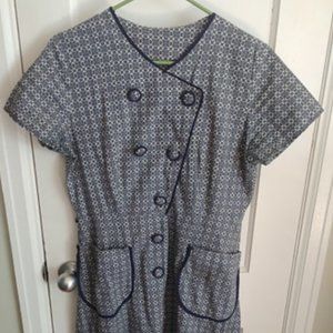 Vintage 1950s Blue Dress with Front Pockets